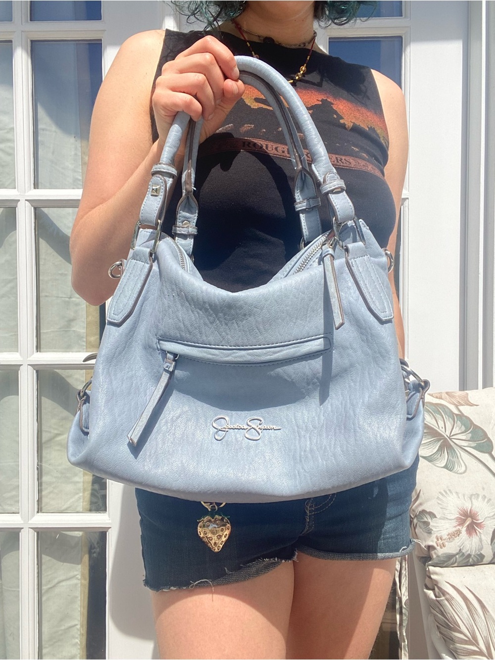 Jessica Simpson Light Blue Faux Leather Hobo Bag